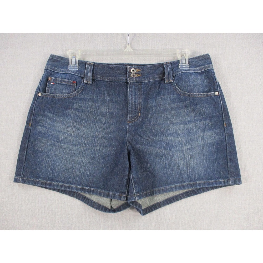 Tommy Hilfiger Womens Denim Shorts  Wash Blue Stretch Size‎ 14 Double Button